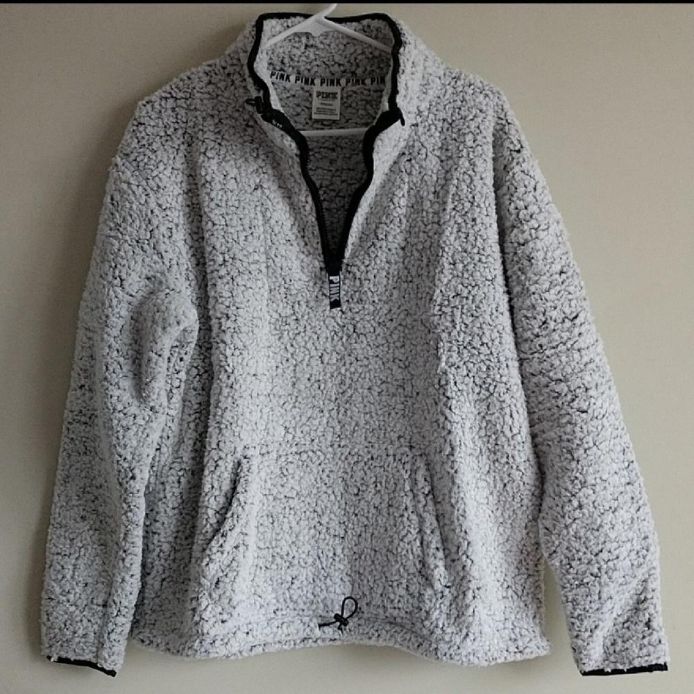 LAST ONE🌺Size L🌺 PINK VS SHERPA QUARTER ZIP - Picture 2 of 7